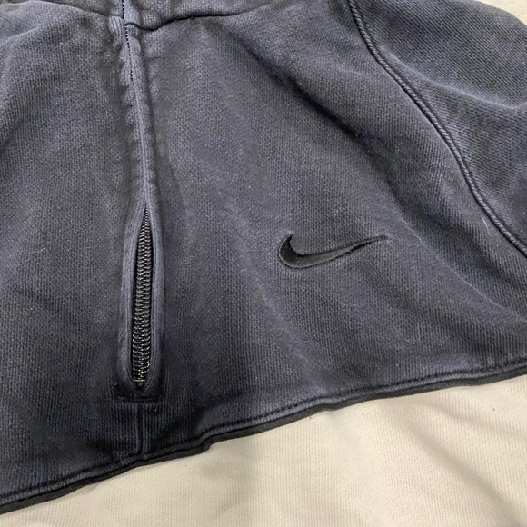 Nike Big Swoosh Quarter Zip Hoodie Mens Small Black Faded Vintage Pullover - Picture 2 of 4